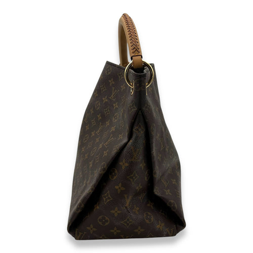 Artsy Top Handle Bag Brown in Monogram Coated Canvas, Gold hardware