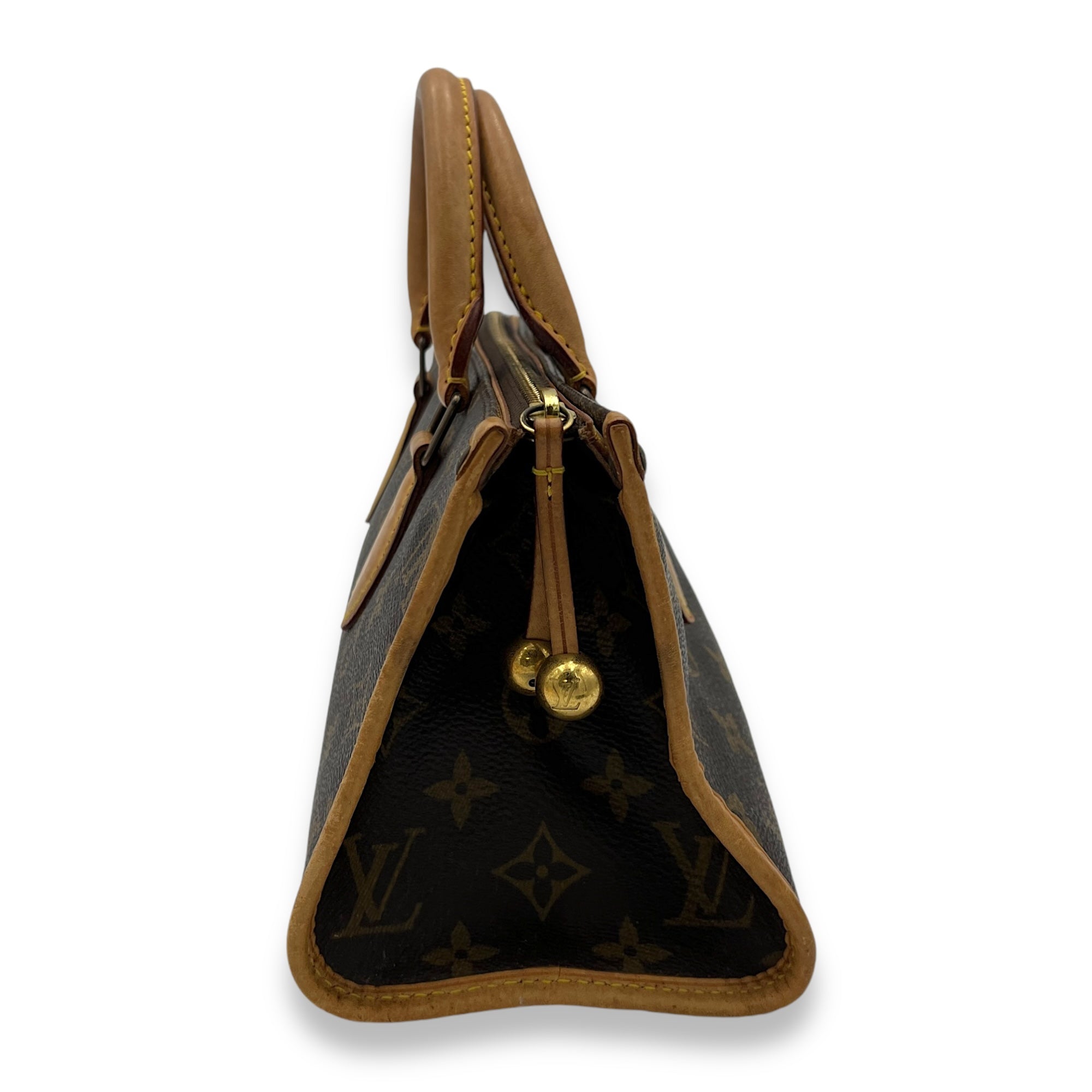 Popincourt Top Handle Bag Brown in Monogram Coated Canvas, Gold hardware