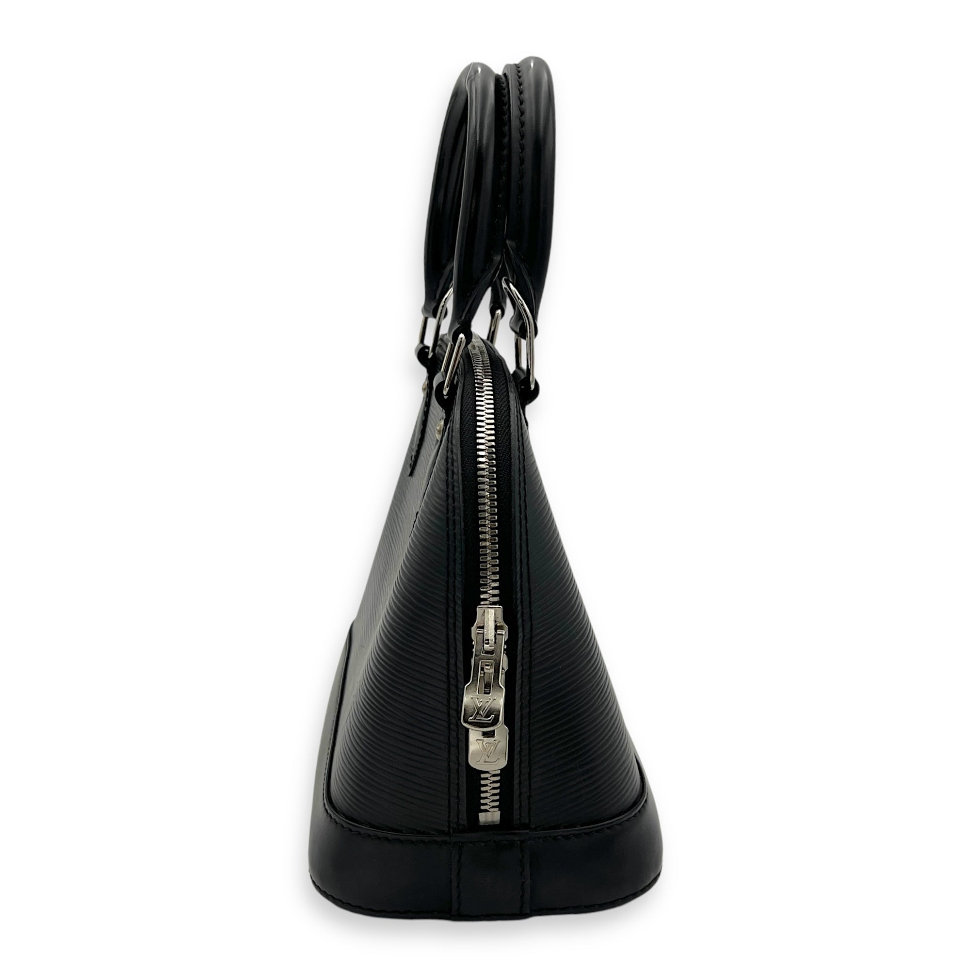 Alma Top Handle Bag BB Black in Epi Leather, Silver hardware