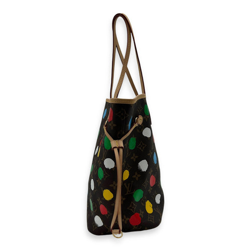 Yayoi Kusama Neverfull Tote Bag  Brown in Monogram Coated Canvas , Gold Hardware