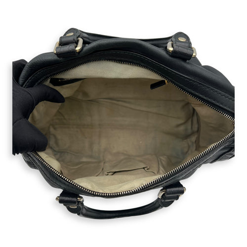 Boston Top Handle Bag Black in Calfskin, Light Gold hardware