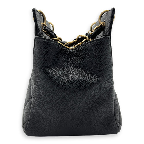 Chanel Petite Timeless Tote Top Handle Bag Black in Caviar Leather, Gold hardware_4