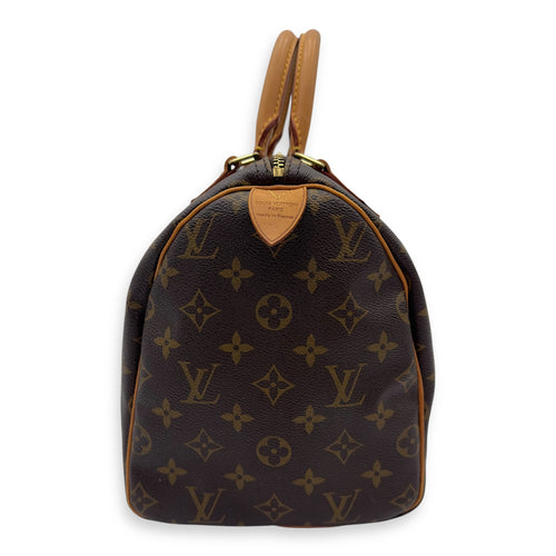 Louis Vuitton Speedy 30 Brown Top Handle Bag in Monogram Coated Canvas, Gold hardware_4