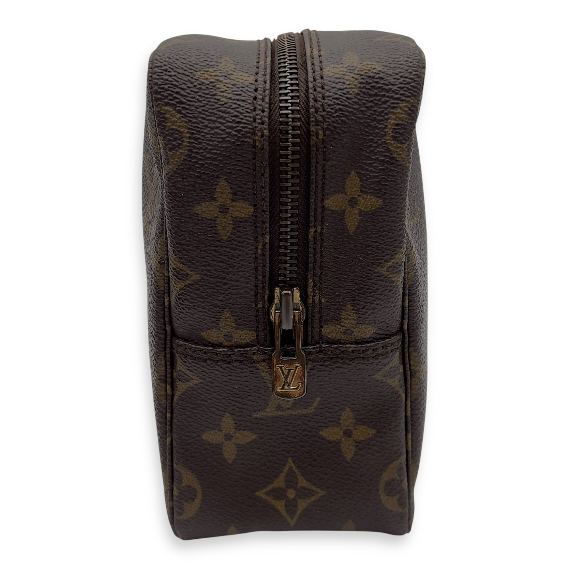 Louis Vuitton Toilette Pouch Brown in Monogram Coated Canvas, Gold hardware_8