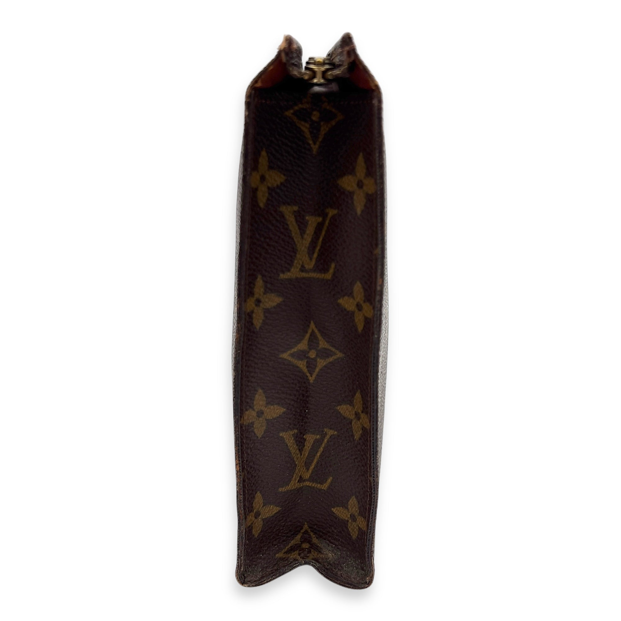 Louis Vuitton Pochette 26 Brown Pouch in Monogram Coated Canvas, Gold hardware_4