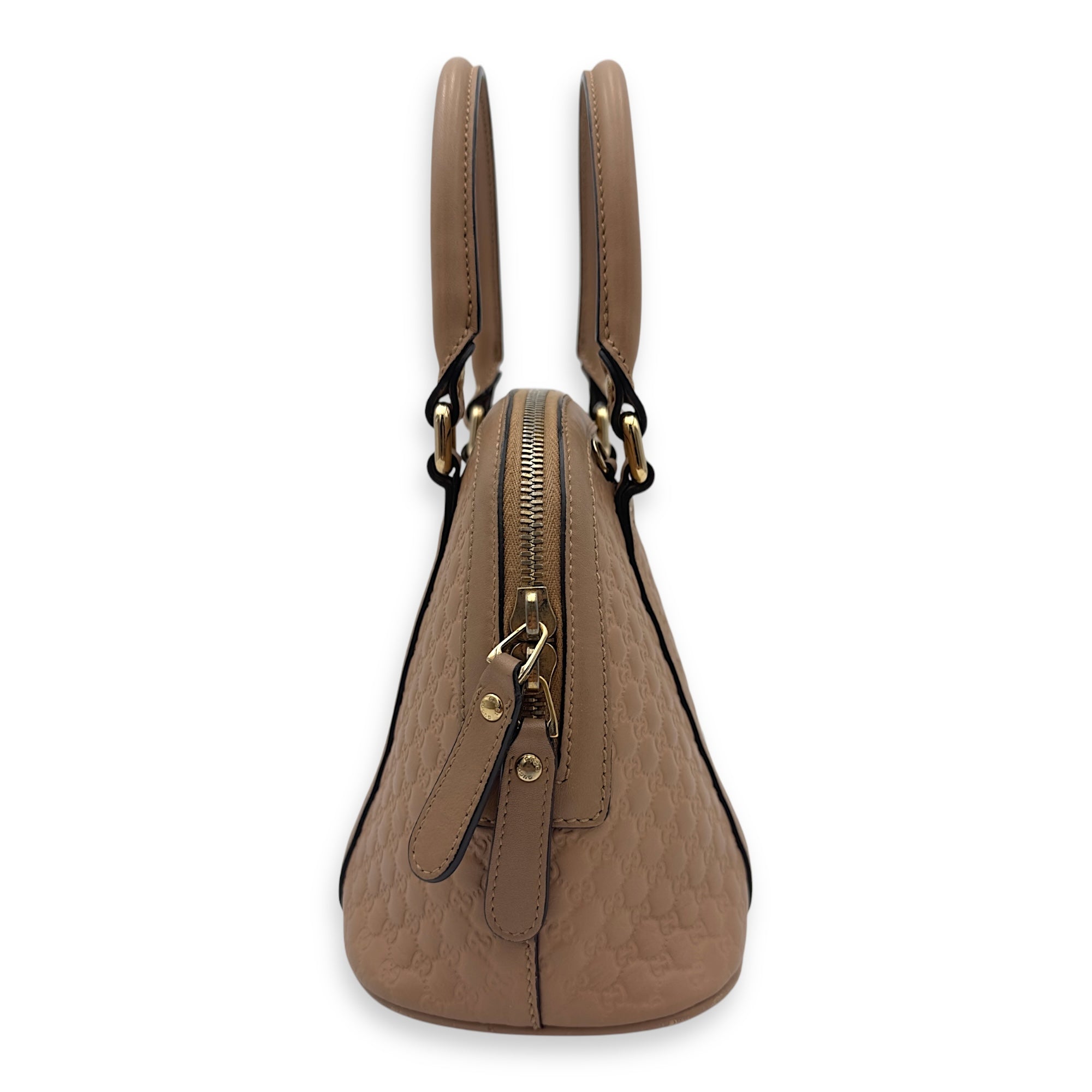 Gucci Dome Top Handle Bag Beige in Calfskin, Gold hardware_4