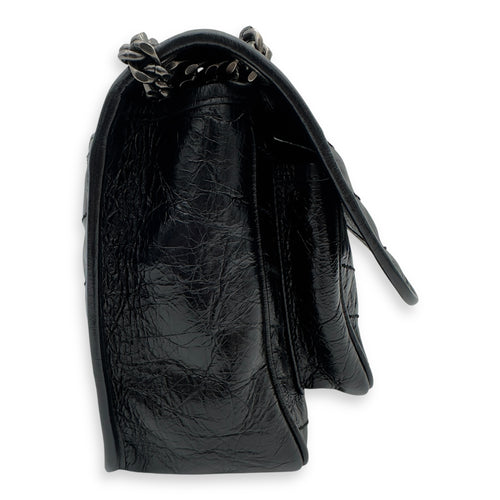 Saint Laurent Niki Medium Black Shoulder Bag in Calfskin, Silver hardware_4