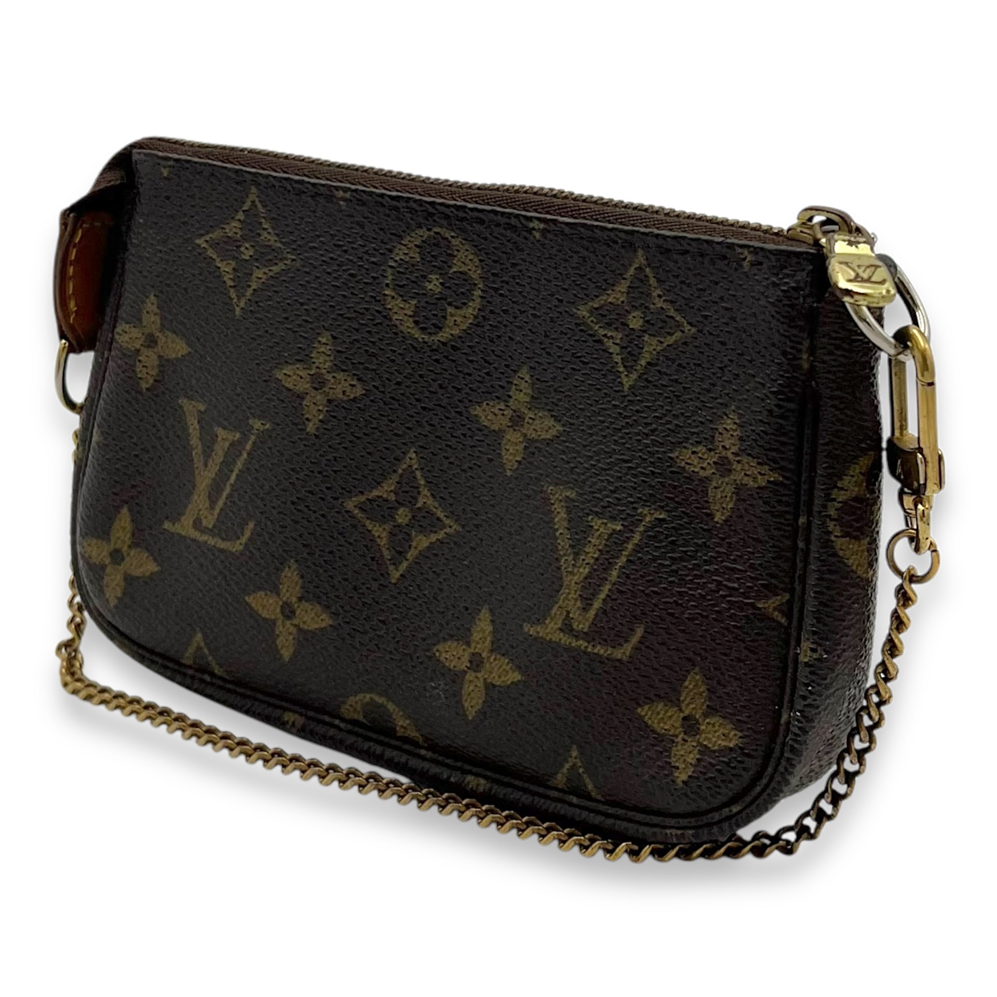 Louis Vuitton Pochette Accessoires Brown Pouch in Monogram Coated Canvas, Gold hardware_4