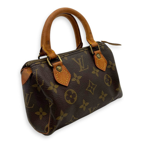 Louis Vuitton Speedy Crossbody Bag Brown in Monogram Coated Canvas, Gold hardware_4