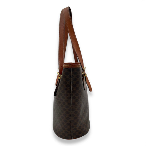 Celine Macadam Tote Bag Brown in Coated Canvas, Gold hardware_4