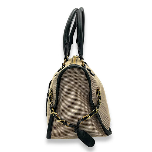 Chloé Haley Top Handle Bag Brown in Canvas, Gold hardware_4