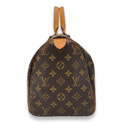 Louis Vuitton Speedy Top Handle Bag 30 Brown in Monogram Coated Canvas, Gold hardware_4