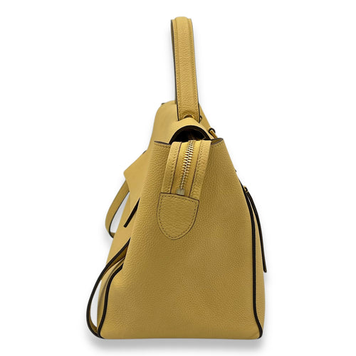 Celine Belt Mini Yellow Top Handle Bag in Calfskin, Gold hardware_4