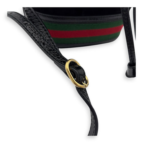 Gucci Ophidia Black Bucket Bag in Suede Leather, Gold hardware_6