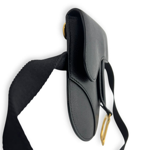 Christian Dior Saddle Belt Bag Black in Calfskin, Gold hardware_4