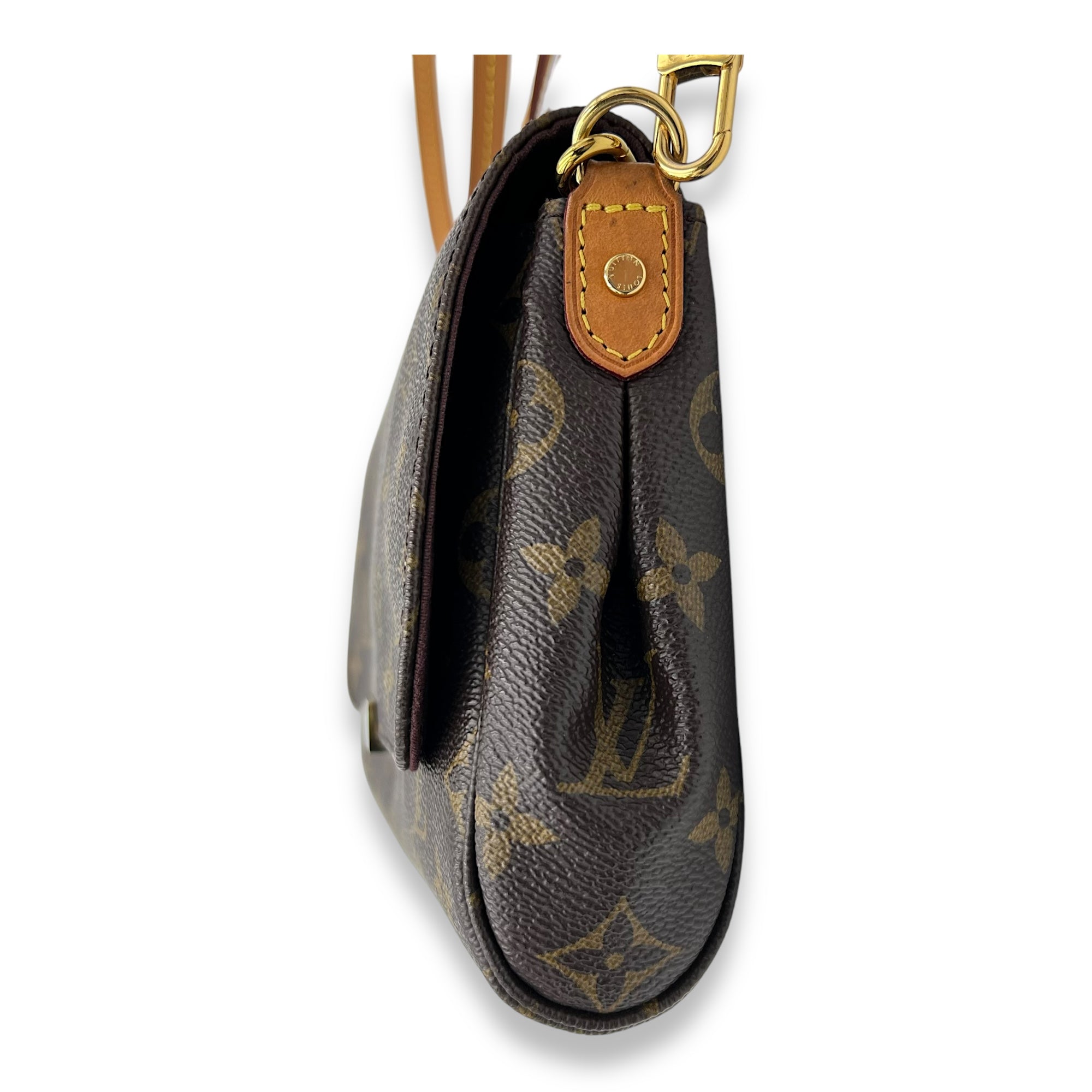 Louis Vuitton Favourite Crossbody Bag Brown in Monogram Coated Canvas, Gold hardware_4