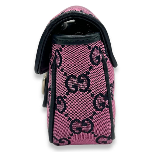 Gucci GG Marmont Super Mini Pink Crossbody Bag in Canvas, Silver hardware_4