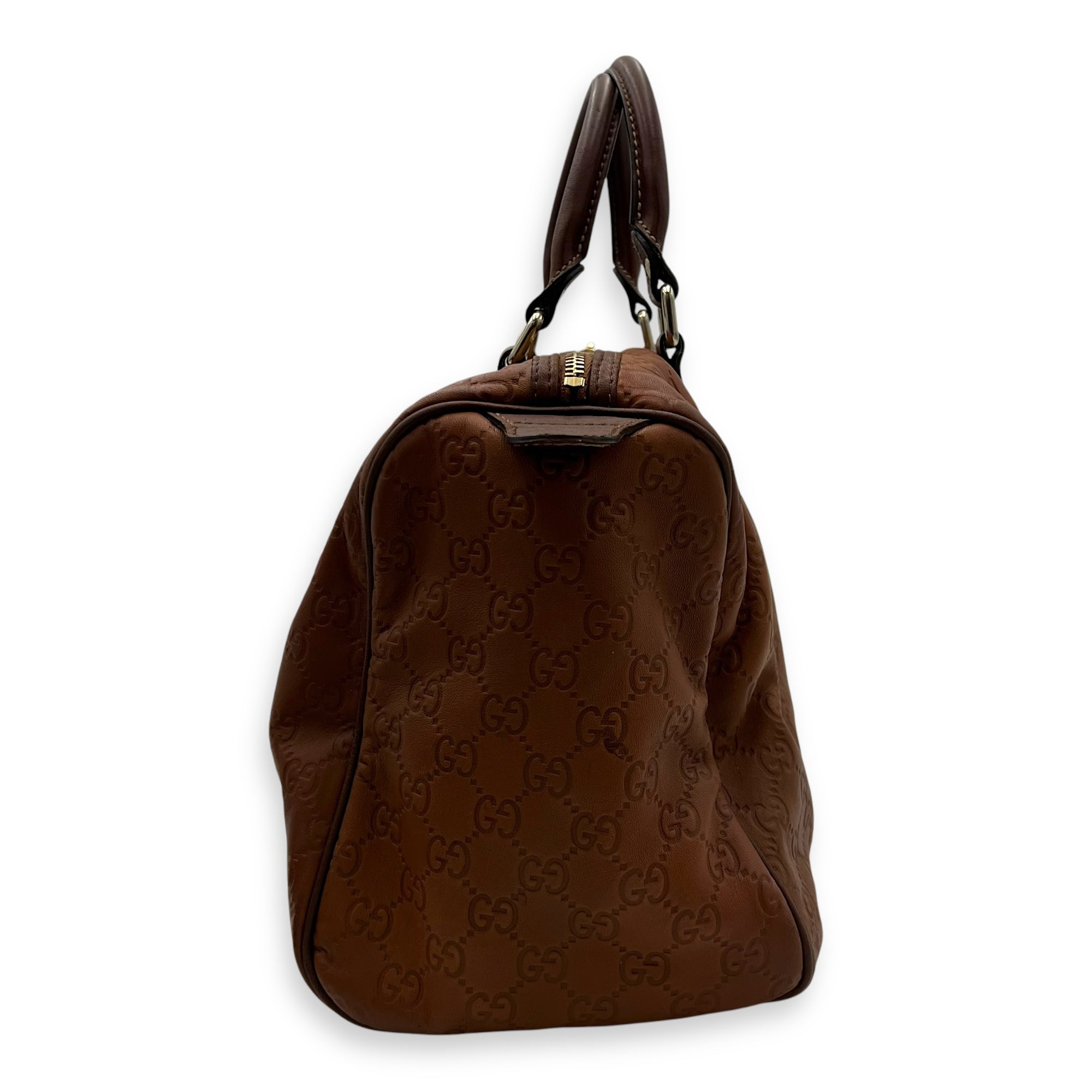 Gucci Guccissima Top Handle Bag Brown in Calfskin, Gold hardware_4