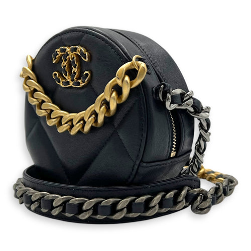 Chanel Round CC Crossbody Bag Blue in Calfskin, Mixed hardware_4