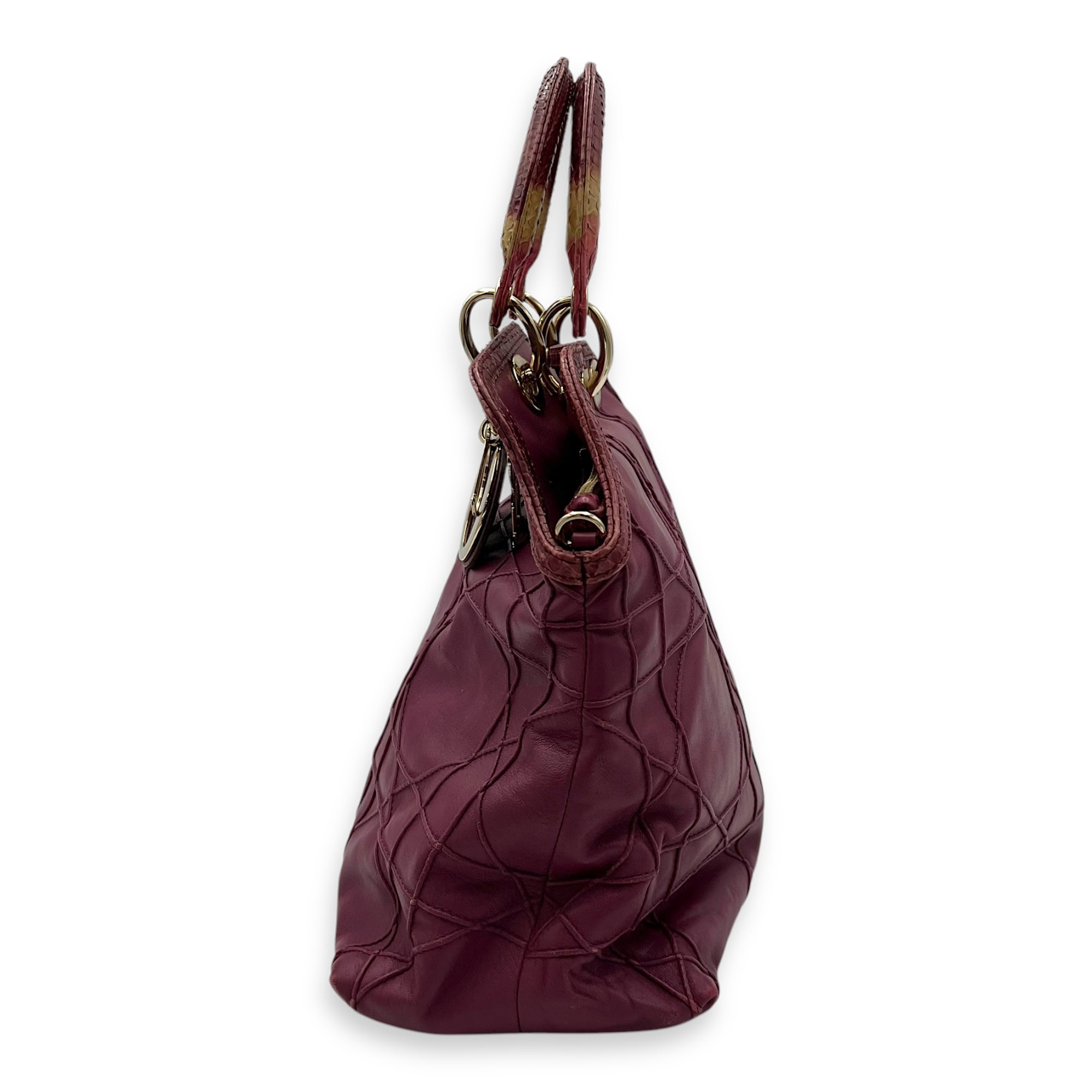 Christian Dior Granville Top Handle Bag Purple in Calfskin, Gold hardware_4