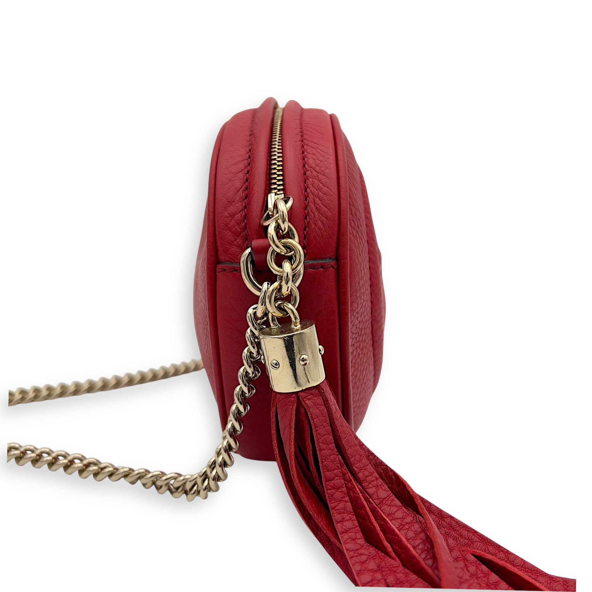 Gucci Soho Crossbody Bag Red in Calfskin, Gold hardware_3