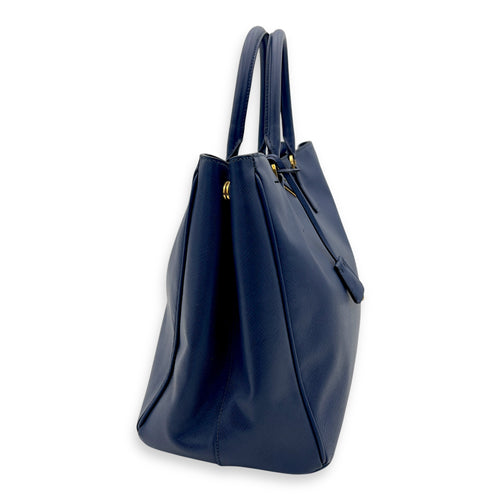 Prada Galleria Top Handle Bag Large Blue in Saffiano Leather, Gold hardware_4