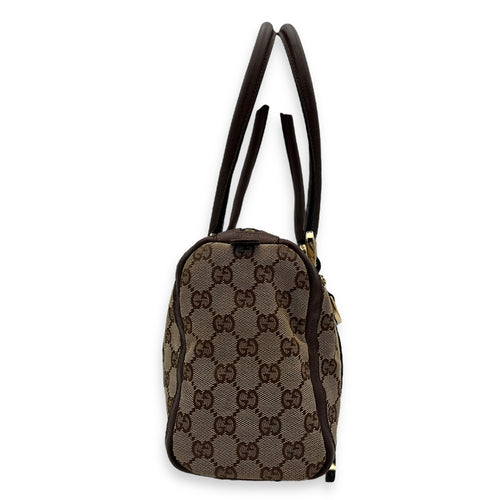 Gucci Vintage Brown Top Handle Bag in Jacquard, Gold hardware_4