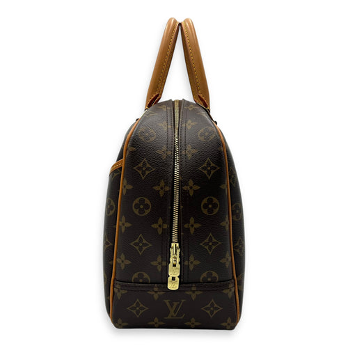 Louis Vuitton Deauville MM Brown Top Handle Bag in Monogram Coated Canvas, Gold hardware_4