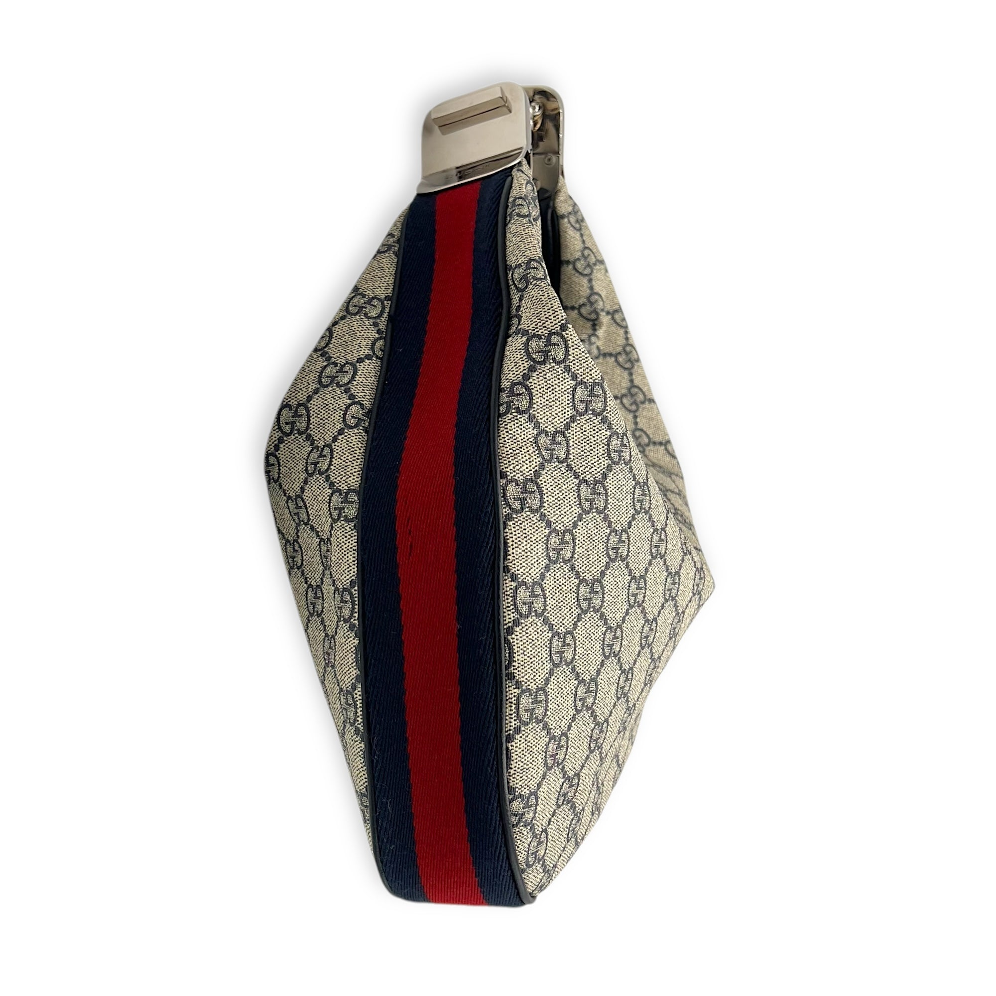 Gucci Attache Shoulder Bag Blue in Coated Canvas, Silver hardware_4