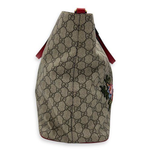 Gucci GG Supreme Snake Heart Grey Tote Bag in Coated Canvas, Silver hardware_4