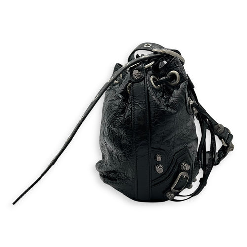 Balenciaga Le Cagole Bucket Bag Black in Lambskin, Silver hardware_4