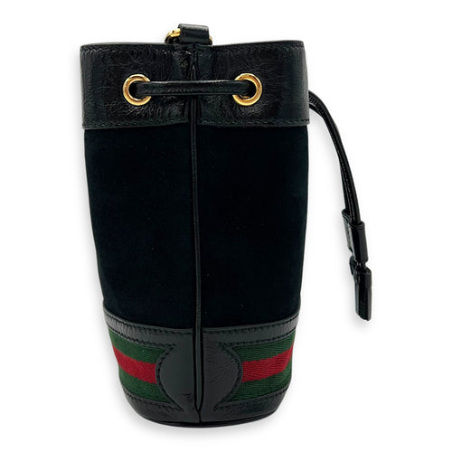 Gucci Ophidia Bucket Bag Black in Suede Leather, Gold hardware_4