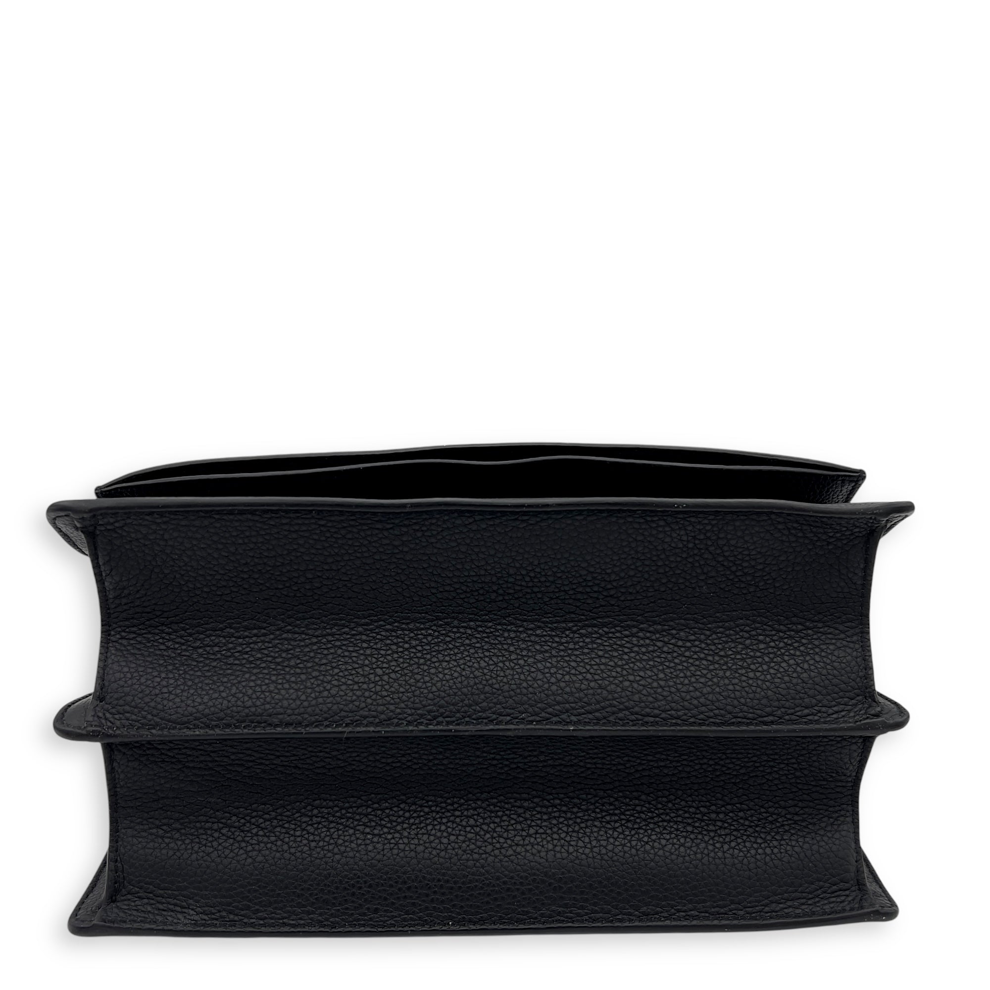 Saint Laurent Sunset Shoulder Bag Black in Calfskin, Silver hardware_8