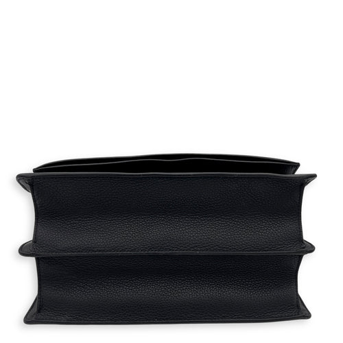 Saint Laurent Sunset Shoulder Bag Black in Calfskin, Silver hardware_8