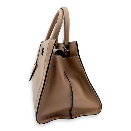 Loewe Barcelona Top Handle Bag Brown in Calfskin, Gold hardware_5