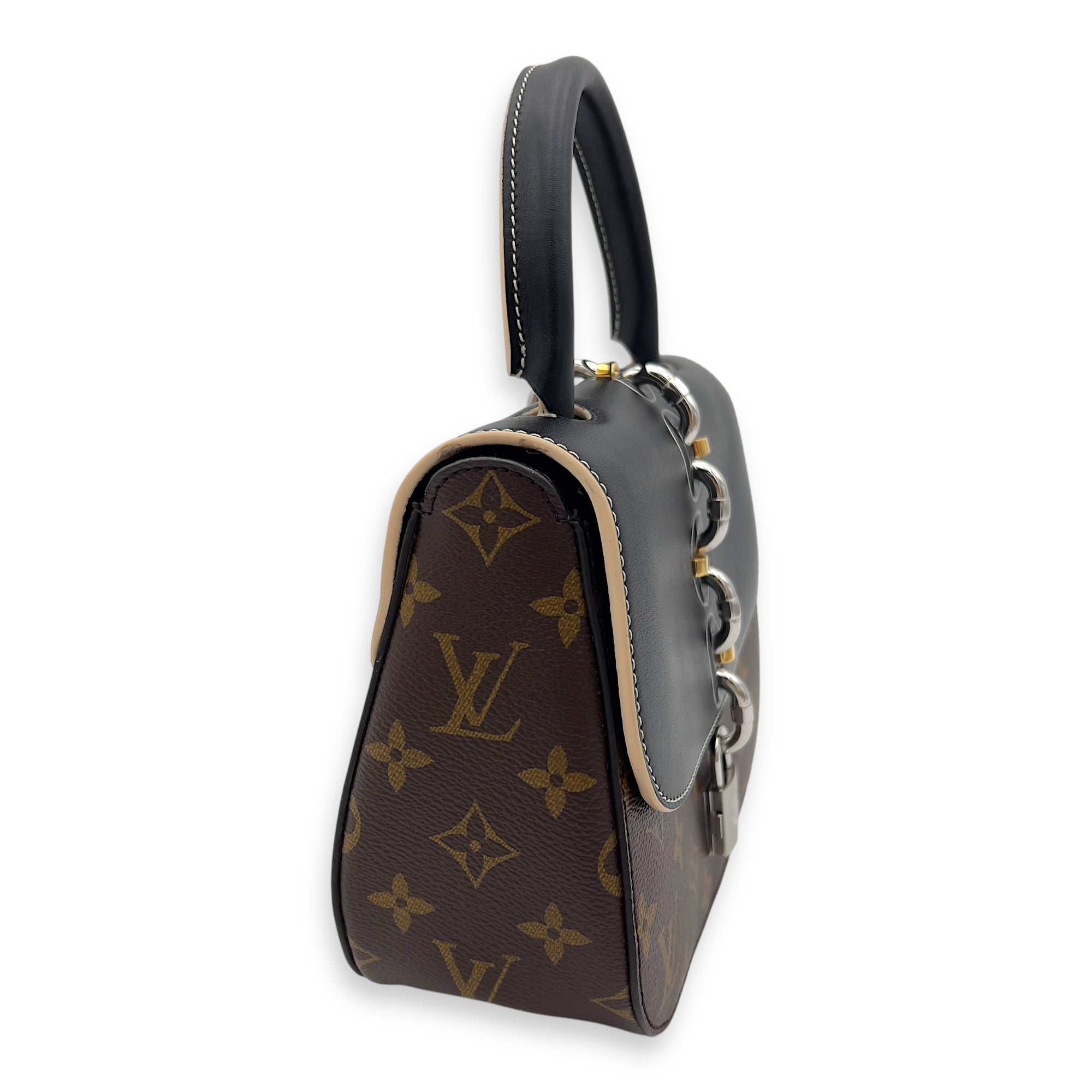 Louis Vuitton Chain It Top Handle Bag Brown in Monogram Coated Canvas, Silver hardware_4