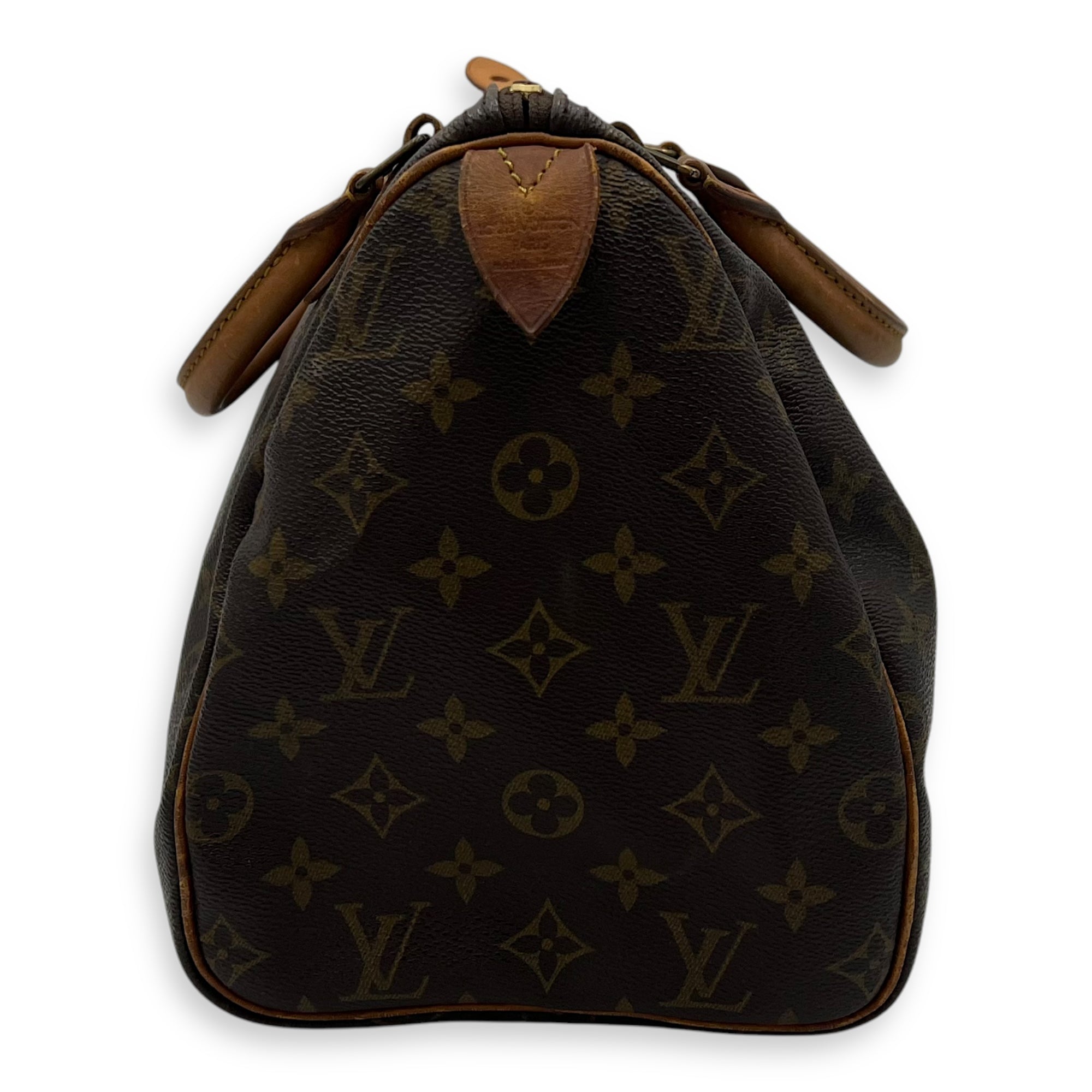 Louis Vuitton Speedy Top Handle Bag 30 Brown in Monogram Coated Canvas, Gold hardware_4