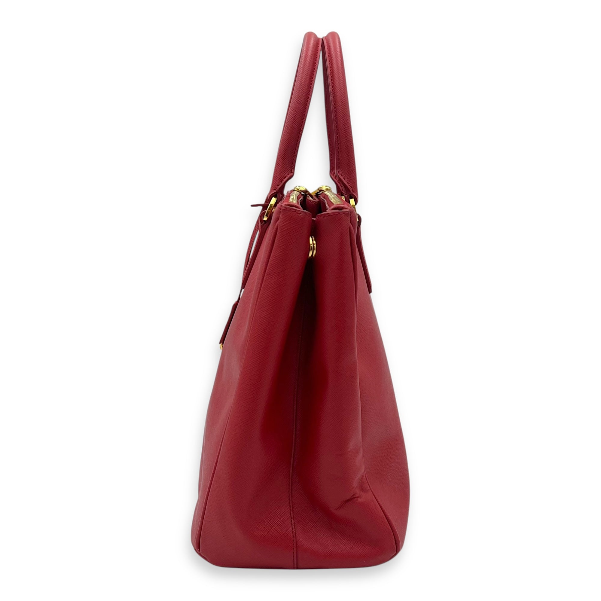 Prada Galleria Top Handle Bag Red in Saffiano Leather, Gold hardware_4