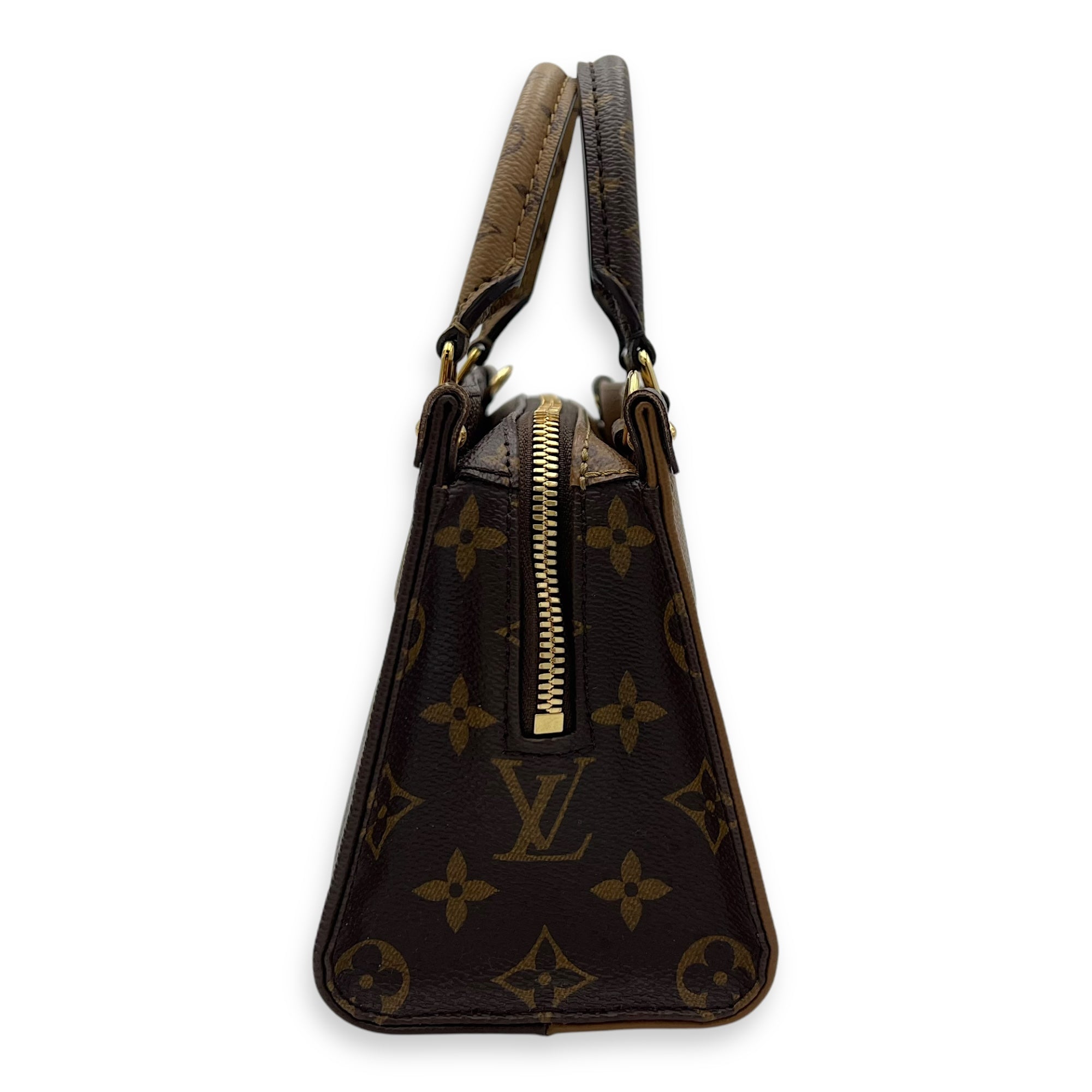 Louis Vuitton OnTheGo Tote Bag East West Brown in Monogram Coated Canvas, Gold hardware_4