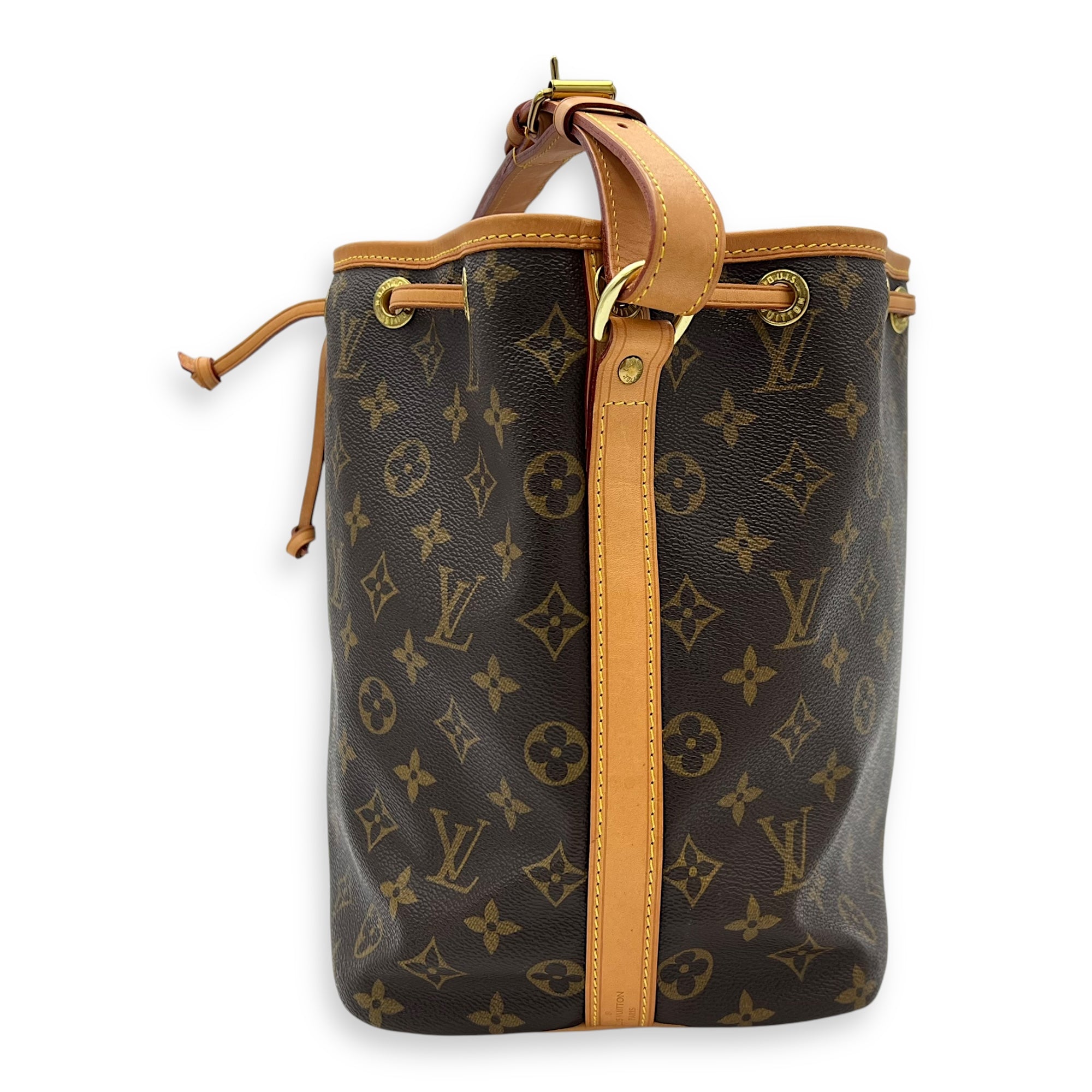 Louis Vuitton Noe Bucket Bag Petite Brown in Monogram Coated Canvas, Gold hardware_4