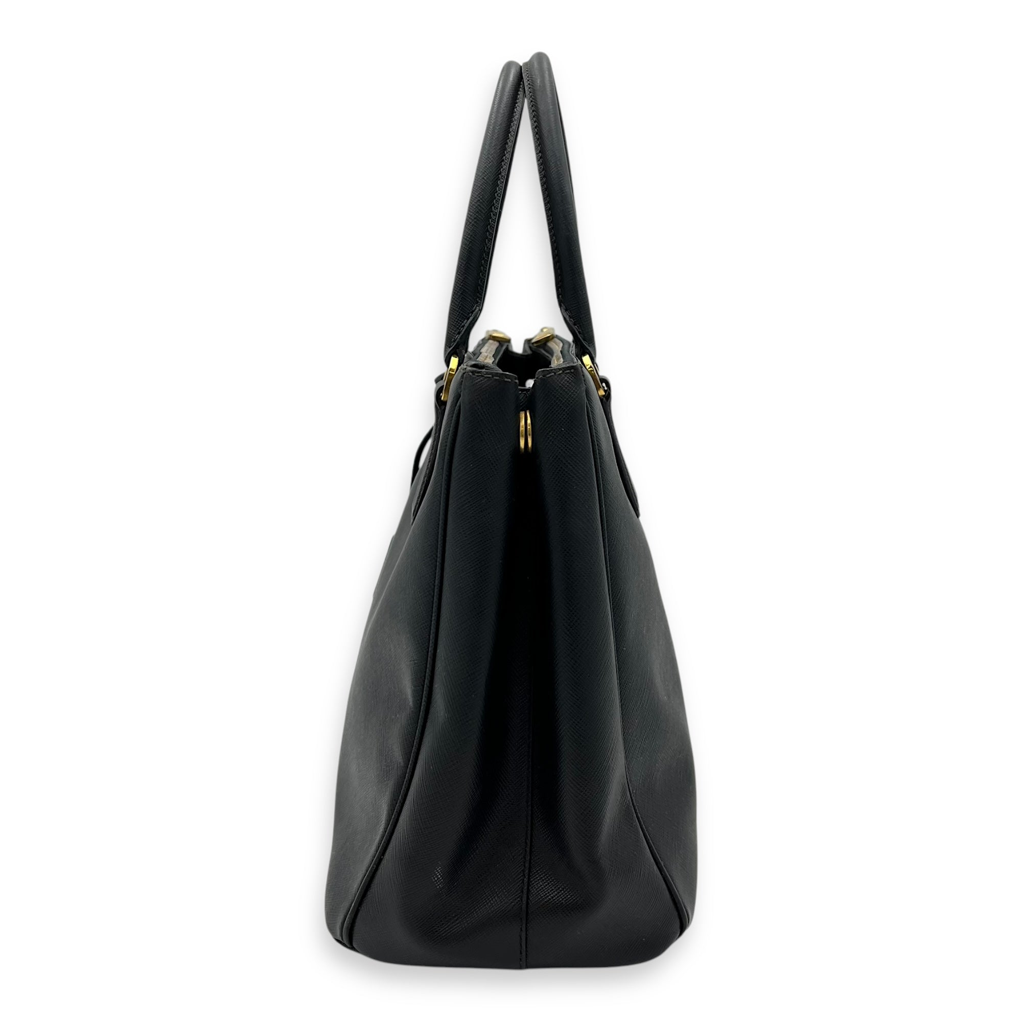 Prada Galleria Top Handle Bag Black in Saffiano Leather, Gold hardware_4