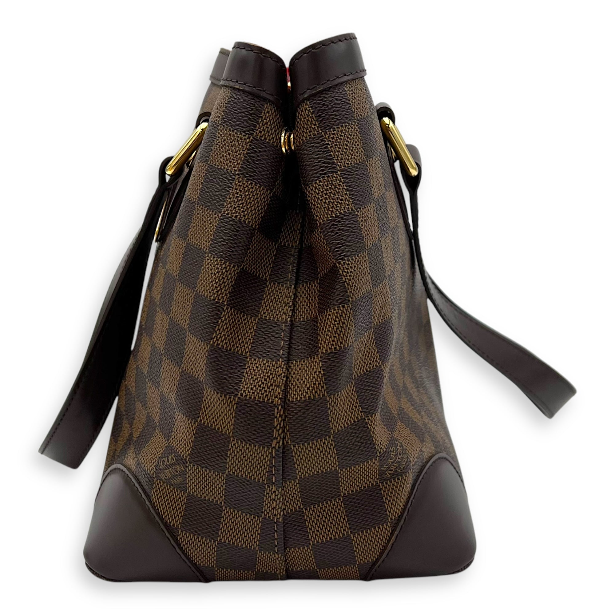 Louis Vuitton Hampstead Top Handle Bag PM Brown in Coated Canvas, Gold hardware_4