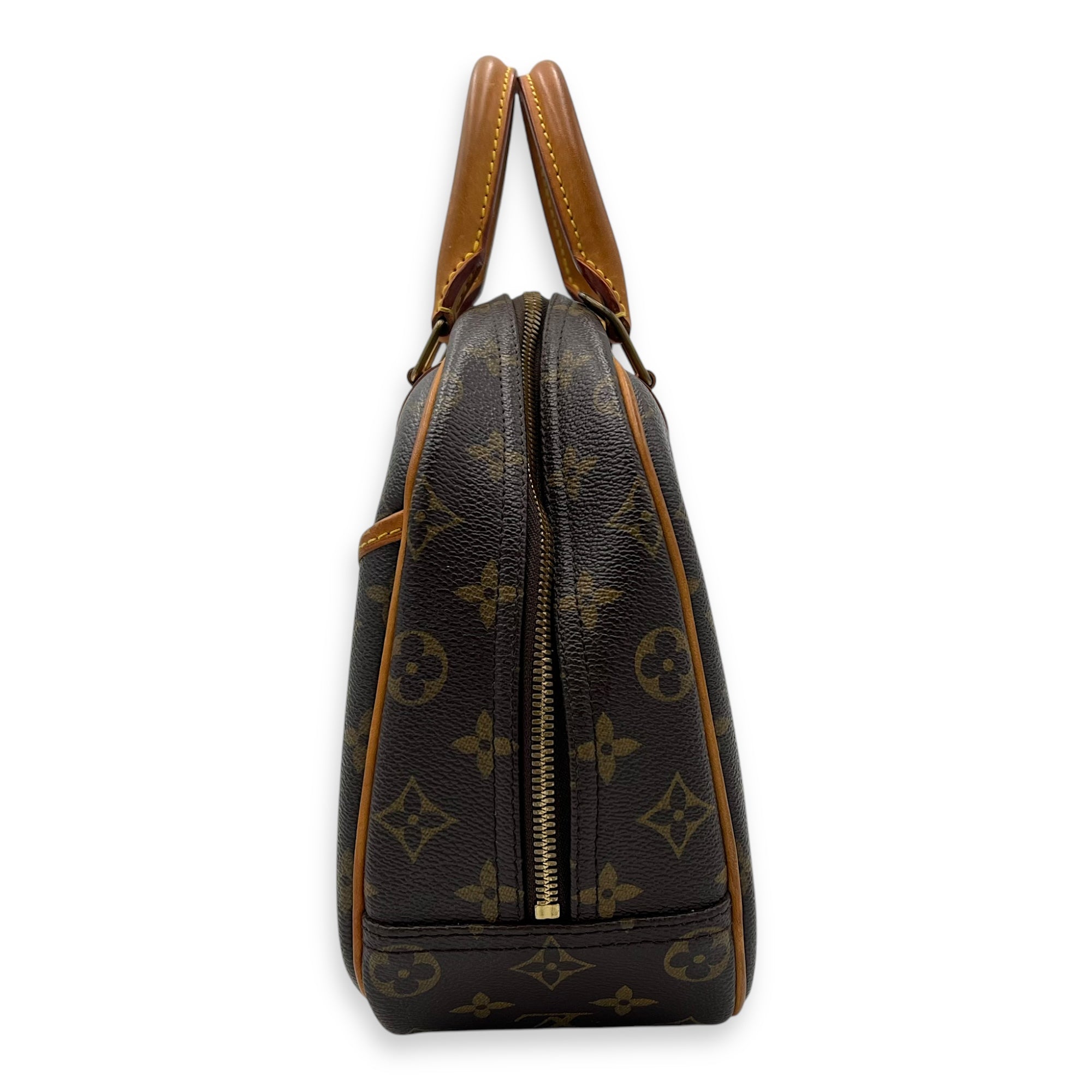 Louis Vuitton Trouville PM Brown Top Handle Bag in Monogram Coated Canvas, Gold hardware_4