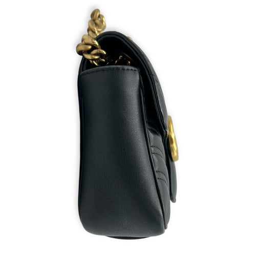 Gucci GG Marmont Mini Black Shoulder Bag in Calfskin, Gold hardware_4