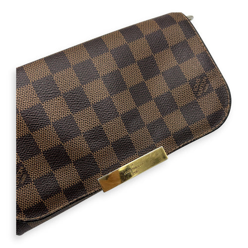 Louis Vuitton Favourite Damier Ebene Crossbody Bag in Coated Canvas, Gold hardware_7