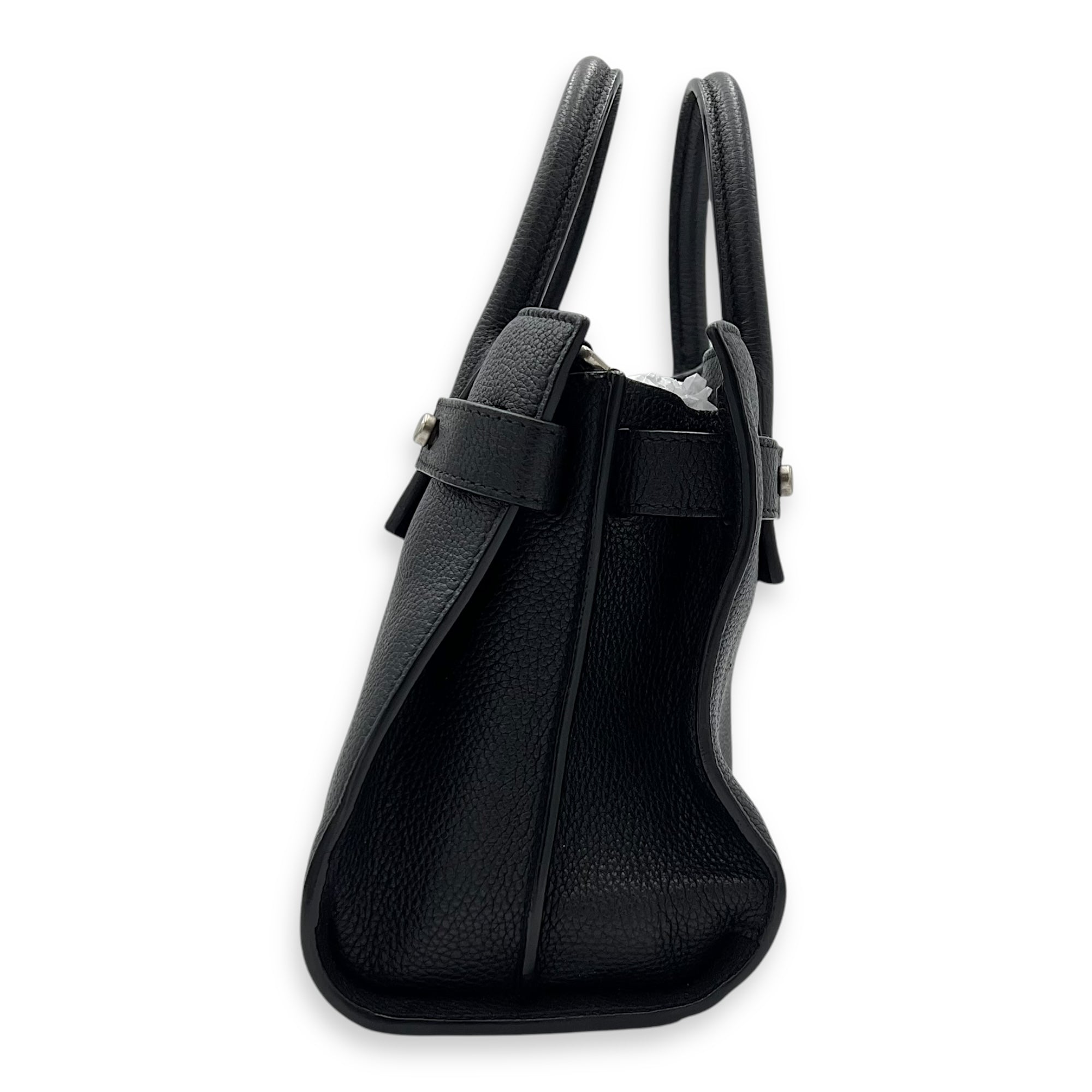 Saint Laurent Sac de Jour Nano Black Top Handle Bag in Calfskin, Silver hardware_4