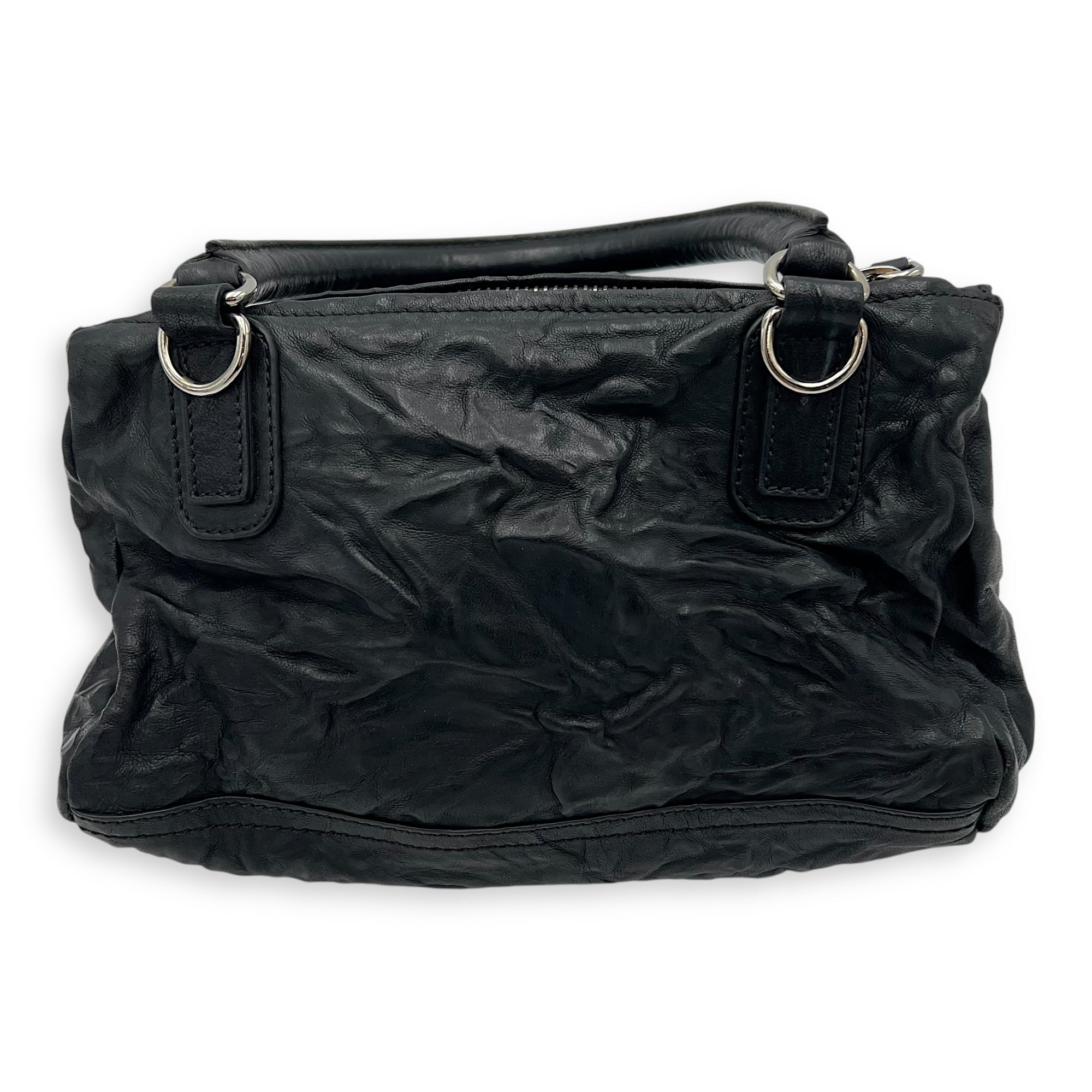 Givenchy Pandora Black Top Handle Bag in Distressed Leather, Silver hardware_4