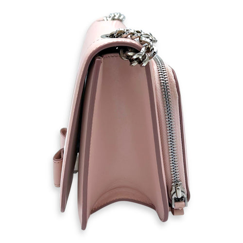 Salvatore Ferragamo Vara Bow Crossbody Bag Pink in Calfskin, Silver hardware_4