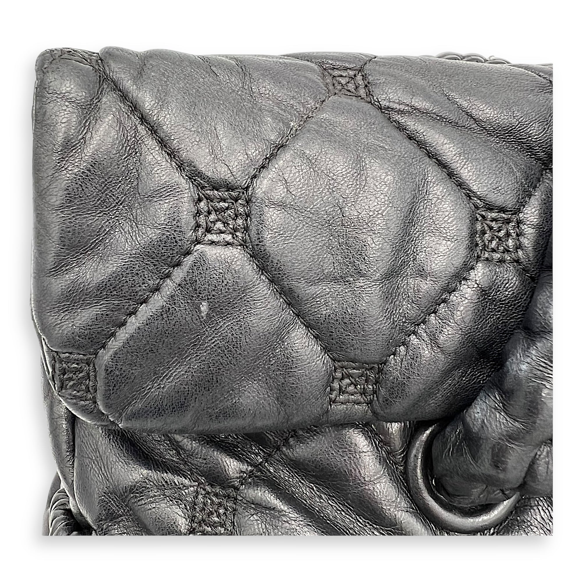 Chanel Hidden Chain Flap Black Top Handle Bag in Calfskin, Silver hardware_8