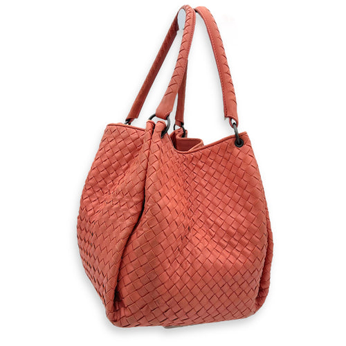 Bottega Veneta Hobo Top Handle Bag Pink in Lambskin, Gunmetal hardware_3